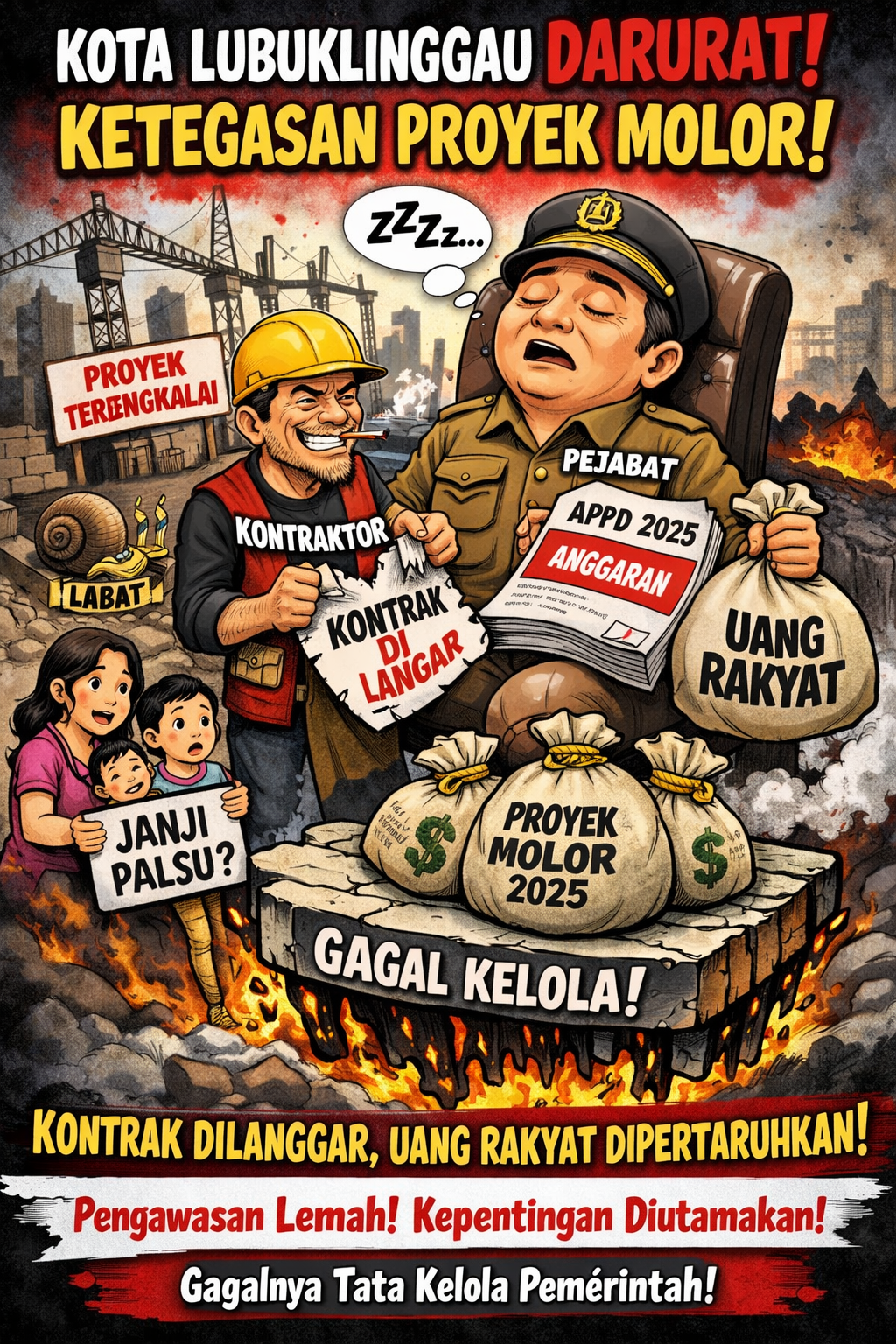 Proyek molor dan pengelolaan gagal